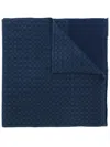 Ferragamo Gancini-print Fringe Scarf In Blue