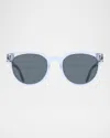 Ferragamo 53mm Round Sunglasses In Transparent Grey
