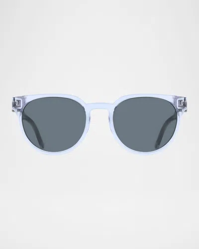 FERRAGAMO MEN'S GANCINO P-3 ACETATE ROUND SUNGLASSES