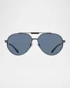 Ferragamo 62mm Oversize Aviator Sunglasses In Matte Dark Gunmetal
