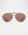 Ferragamo 62mm Oversize Aviator Sunglasses In Shiny Gold