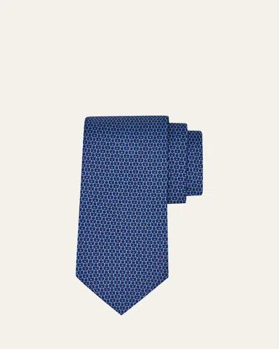 Ferragamo Men's Gancio Jacquard Silk Tie In Blue