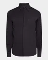 Ferragamo Men's Gancio Jacquard Sport Shirt In Black