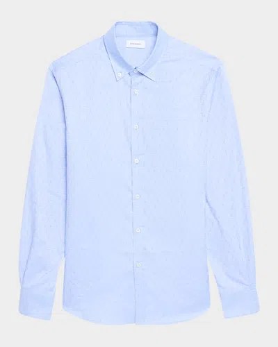 Ferragamo Men's Gancio Jacquard Sport Shirt In Oxford Blu