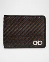 Ferragamo Gancio Woven Cardholder In Black