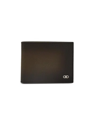 Ferragamo Men's Gancio Leather Card Case In Brown