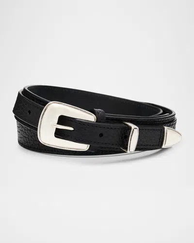 Ferragamo Men's Gancio-loop Reversible Calfskin Belt In Nero/t.moro
