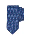 Ferragamo Men's Gator Silk Tie In Blue