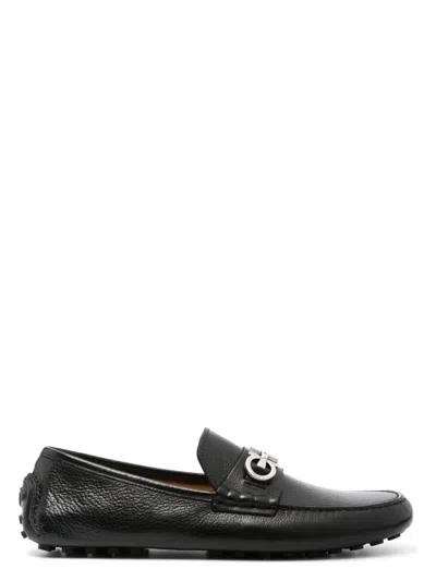 Ferragamo Men's Genuine Leather Moccasins Loafer In Black