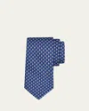 Ferragamo Sailing Ship Print Silk Tie In Blue