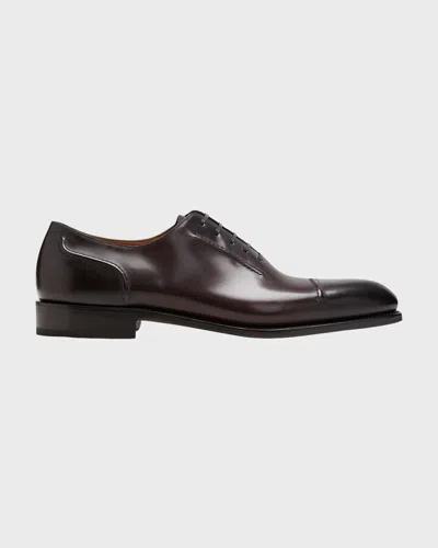 Ferragamo Men's Giave Cap Toe Leather Oxfords In Black