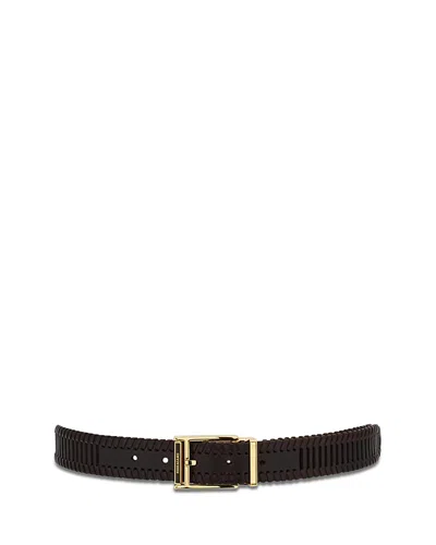 FERRAGAMO MEN'S GOLD BUCKLE SLOTTED BELT