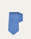 Ferragamo Men's Graduation Cap Micro-print Tie In Brown