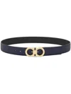 Ferragamo Reversible Gancini Belt In Blue