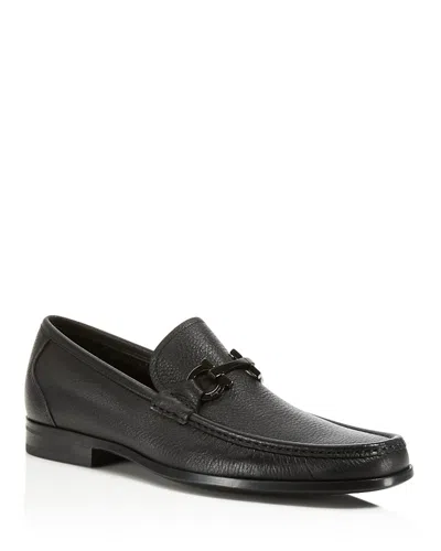 Ferragamo Men's Grandioso Double Gancini Bit Leather Loafers - Regular In Nero Espresso