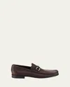 Ferragamo Men's Grandioso Grained Calfskin Gancini Loafer In Hickory