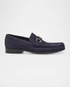 Ferragamo Men's Grandioso Leather Gancini-bit Loafers