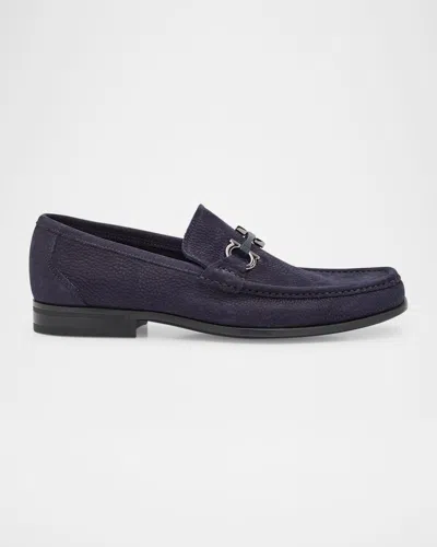 Ferragamo Men's Grandioso Leather Gancini-bit Loafers