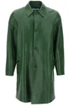 FERRAGAMO MEN'S GREEN SOFT LEATHER JACKET WITH RAGLAN SLEEVES AND CLASSIC COLLAR