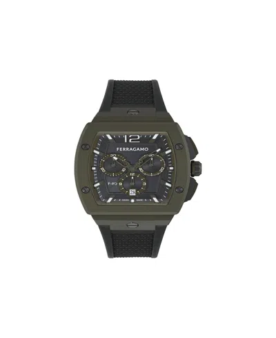 Ferragamo Men's Green Stainless Steel Bracelet Watch, 42mm In Black