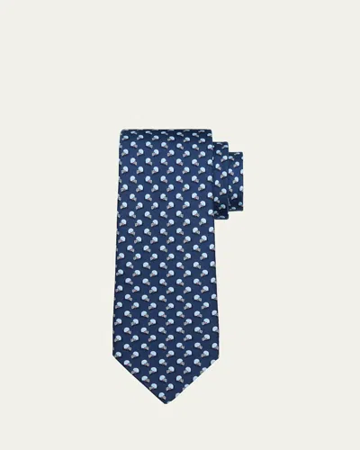Ferragamo Men's Helmet-print Silk Tie In Fnavy