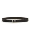 Ferragamo Men Textured Leather Belt With Iconic Gancini Buckle In Black