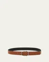 Ferragamo Men's Horseshoe-buckle Double Adjustable Leather Belt In Brown