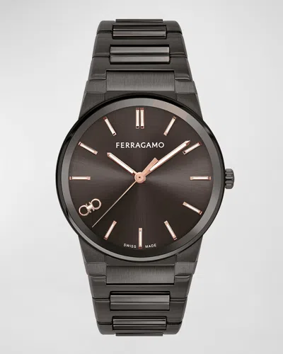 Ferragamo Men's Infinity Sapphire Ip Gunmetal Bracelet Watch, 41mm In Black