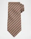 Ferragamo Men's Interlocking Gancio Silk Tie In Brown