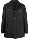 Ferragamo Logo-patch Buttoned Quilted Jacket In Black