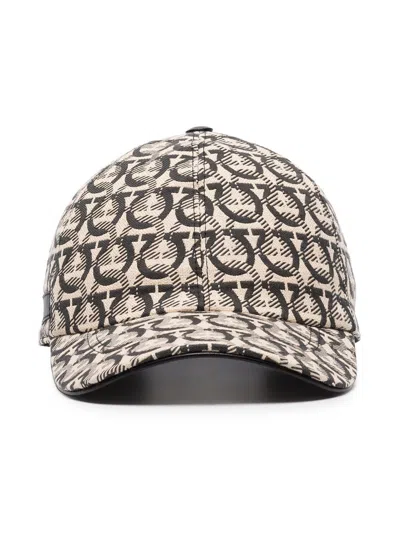 Ferragamo Gancini Cotton Baseball Cap In Brown