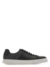 Ferragamo Man Sneakers Lead Size 9.5 Soft Leather In Black