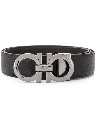 Ferragamo Men Leather Belt In Black
