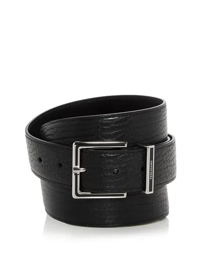 Ferragamo Men's Leather Belt In Black