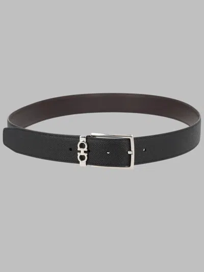 Ferragamo Men's Leather Belt In Black