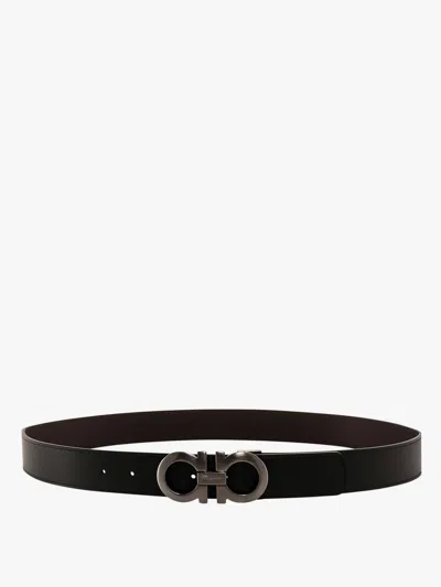 Ferragamo Men Leather Belt In Black