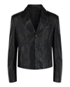 Ferragamo Slim-cut Single-breasted Leather Blazer In Black