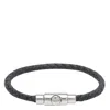 Ferragamo Leather Braided Bracelet Polished Finish In Black