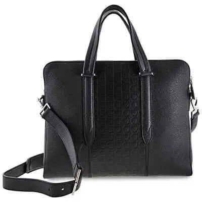 Pre-owned Ferragamo Men's Leather Business Bag 240870 685484 In Black