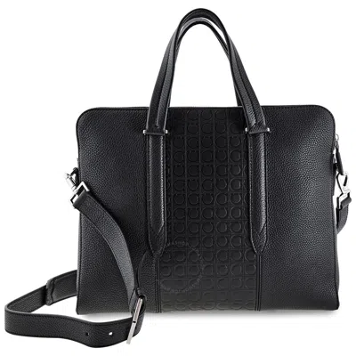 Ferragamo Men's Leather Business Bag In Black