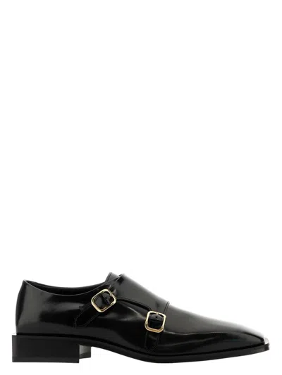 Ferragamo Men's Leather Caracas Monk Strap Shoes In Black