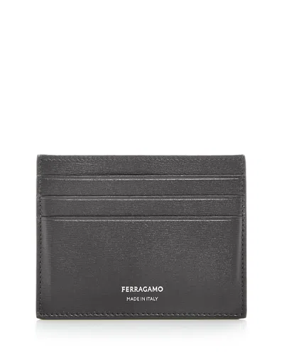 Ferragamo Leather Card Case In Nero