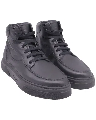 Pre-owned Ferragamo Men's Leather Cassina High-top Sneaker (authentic Pre-loved)