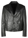 Ferragamo Lapel Collar Leather Jacket With Front Pockets In Black
