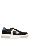 Ferragamo Black Low Cut Gancini Outline Sneakers In Black