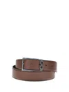 Ferragamo Brown Reversible Belt With Gancini Buckle In Leather Man