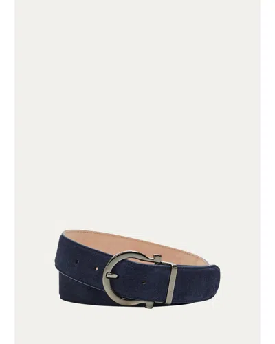 Ferragamo Adjustable Gancini Belt In Blue