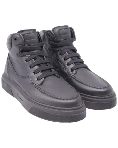Pre-owned Ferragamo Men's Leather Salvatore  Cassina High-top Sneaker  (authentic Pre-loved)