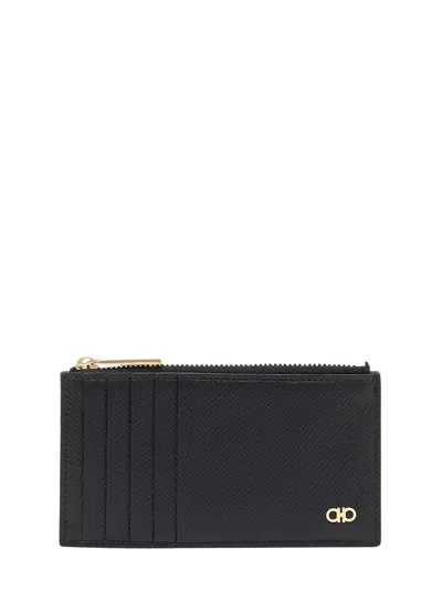 Ferragamo Men's Leather Wallet In 100% Calfskin In Blue