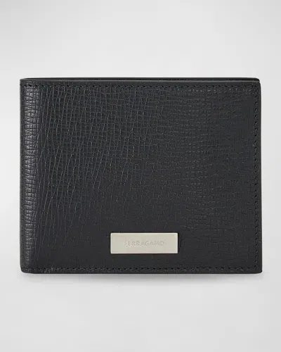 Ferragamo Men's Lingotto Bifold Wallet With Id Slot In Black